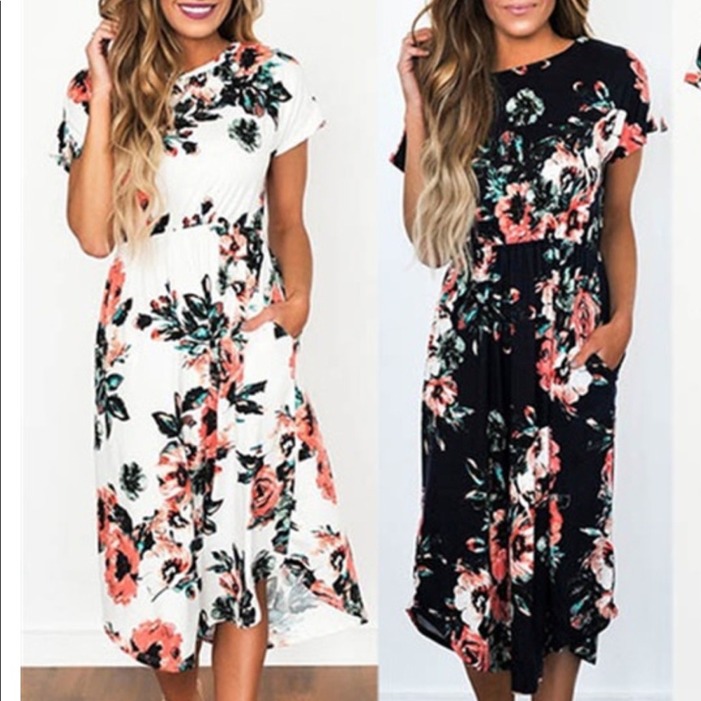 💕 Floral short sleeve dress side pockets - Picture 5 of 5